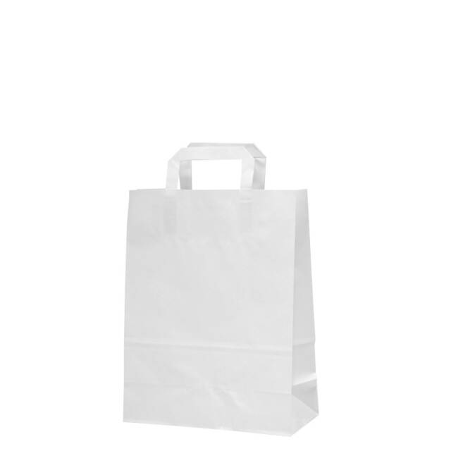 white paper bags with flat handles – without printing