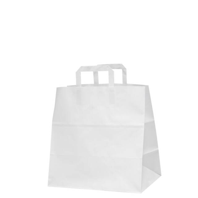 white paper bags with flat handles – without printing