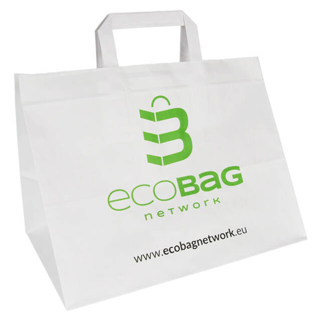 white paper bags with flat handles – with custom printing
